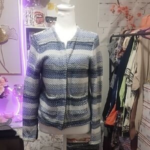 Joie Blue and White Patterned Blazer